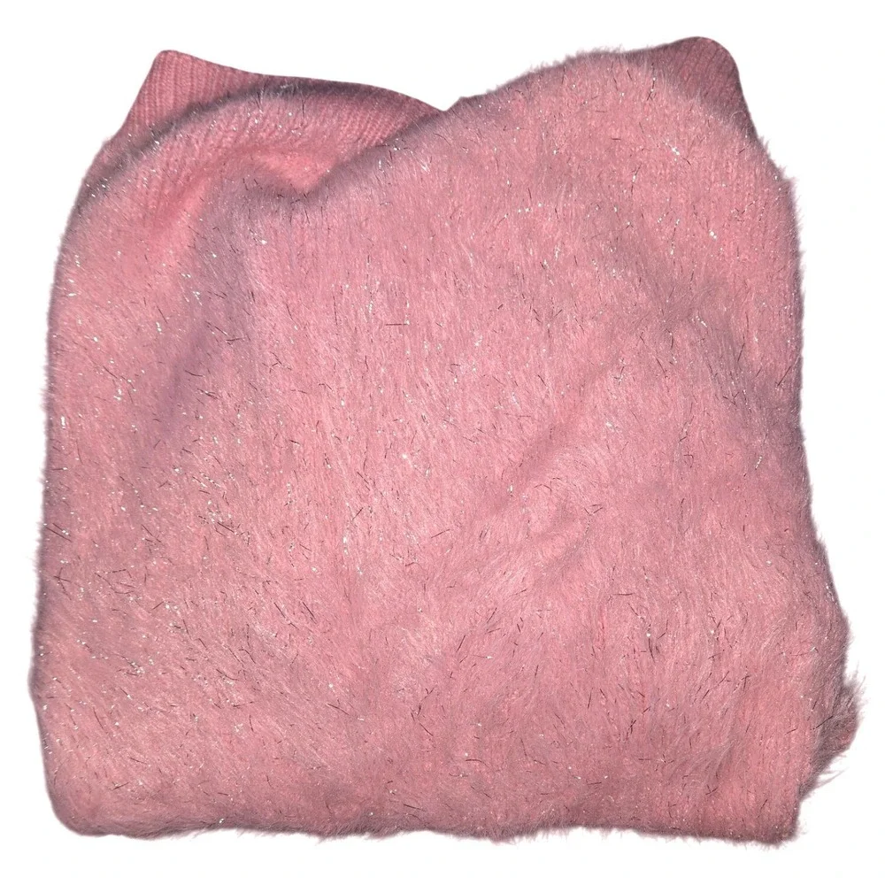 Boots & Barkley Pink Fuzzy Sparkle Pet Dog Sweater Large Metallic Tinsel Knit